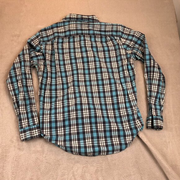American Eagle Outfitters Mens Button Down Shirt Medium Blue Plaid Long Sleeves - Picture 11 of 11